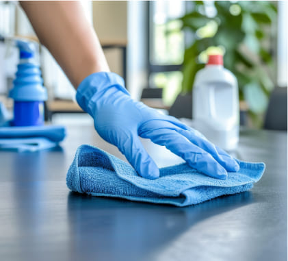 会議室や食堂のテーブルの拭き上げ